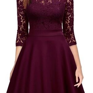 Elegant Burgundy Lace Dress NWT